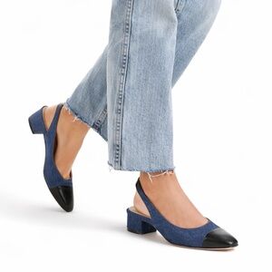 NWT Veronica Beard Cecile Half d'Orsay Slingback Pump, in blue/ black size 7.